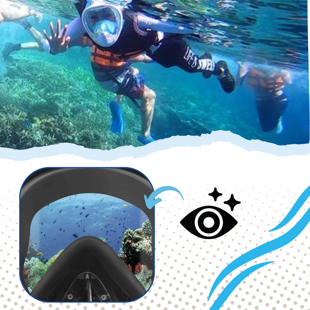 Snorkelmaske med 180° panoramautsikt
 - Ozerty