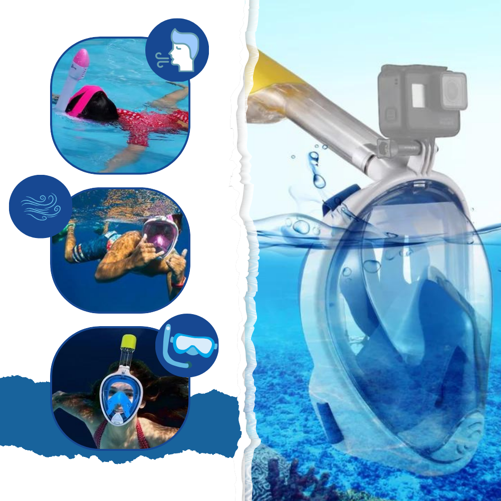 Snorkelmaske med 180° panoramautsikt
 - Ozerty