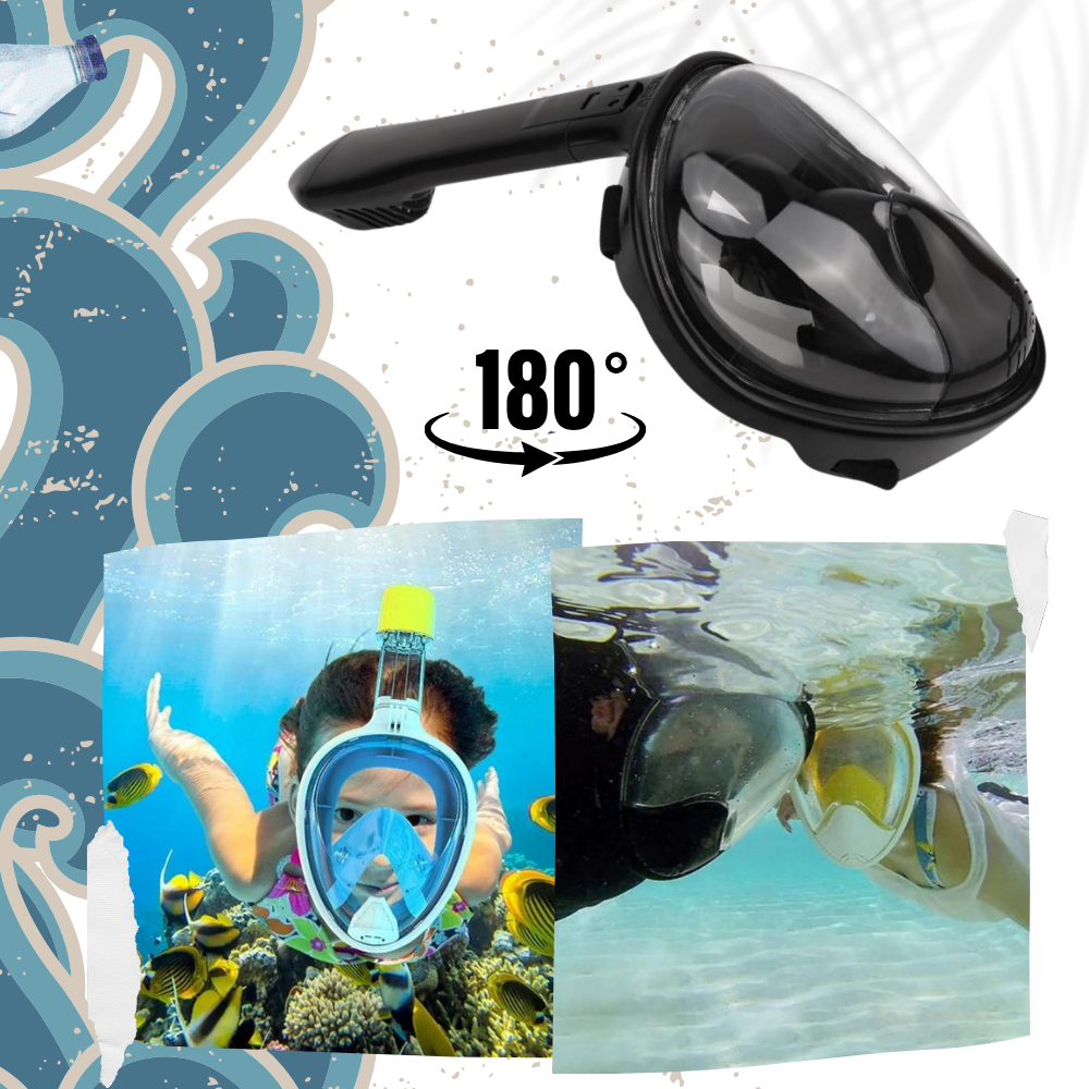 Snorkelmaske med 180° panoramautsikt
 - Ozerty