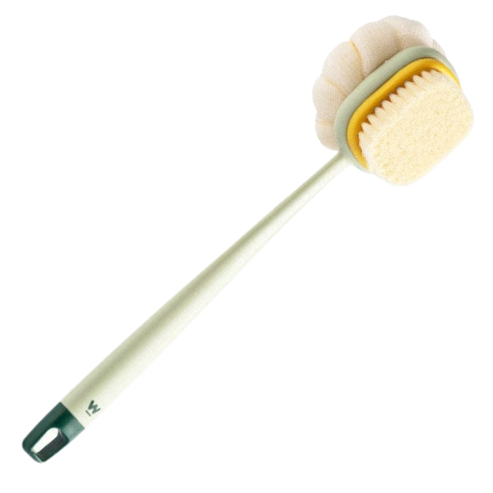 Exfoliating scrub brush for the bathroom