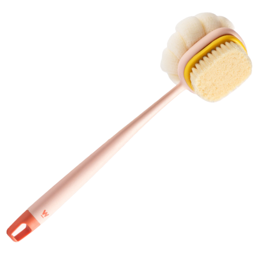 Exfoliating scrub brush for the bathroom
