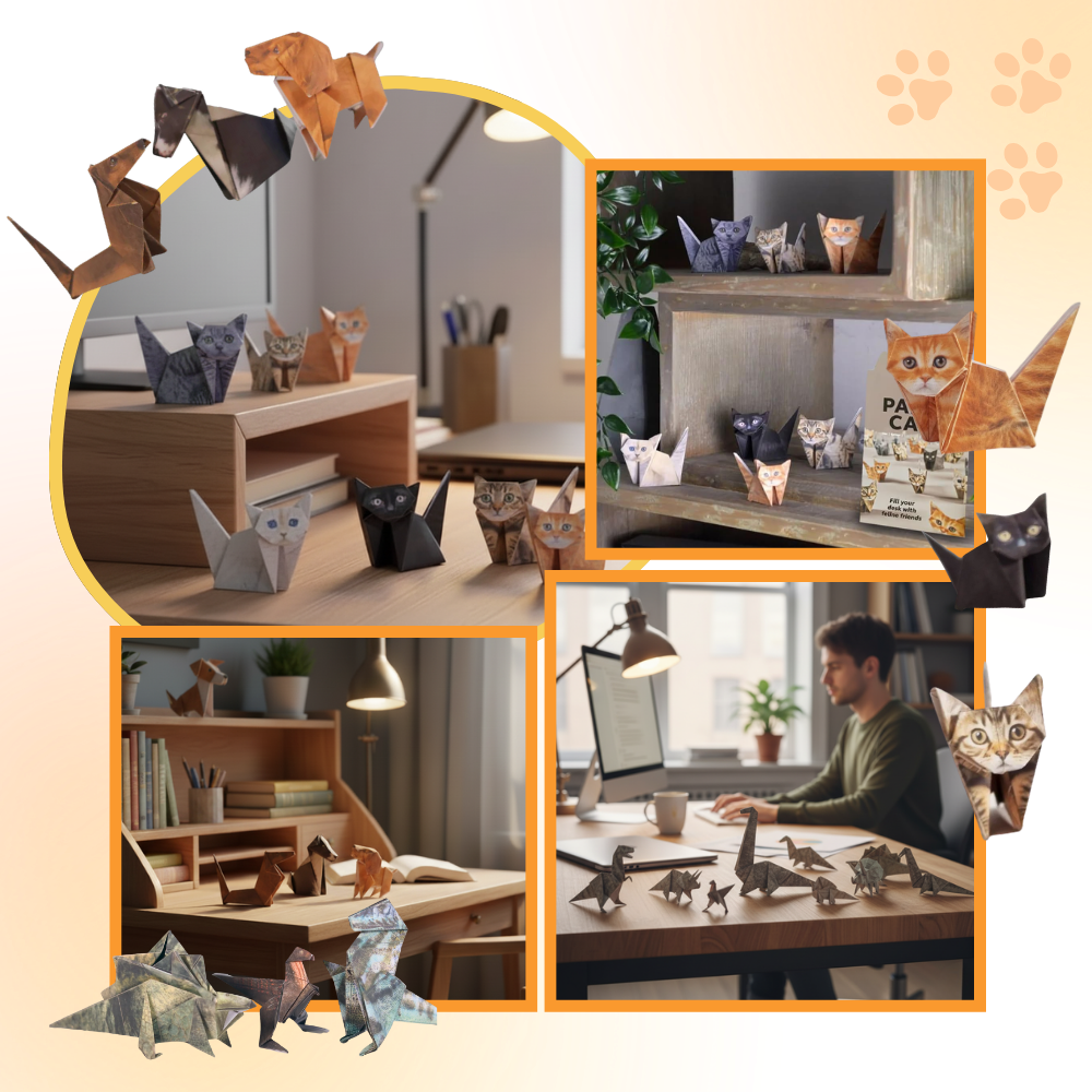3D Kjæledyr Origamipapir - Ozerty