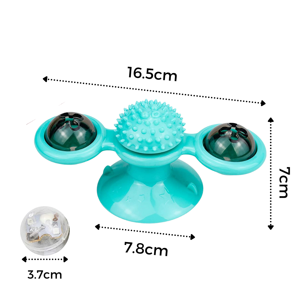 Roterende vindmølle katteleke med børste - Ozerty