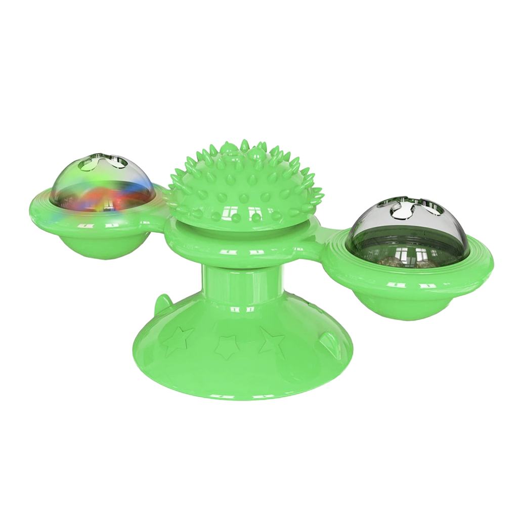 Roterende vindmølle katteleke med børste -Grønn - Ozerty