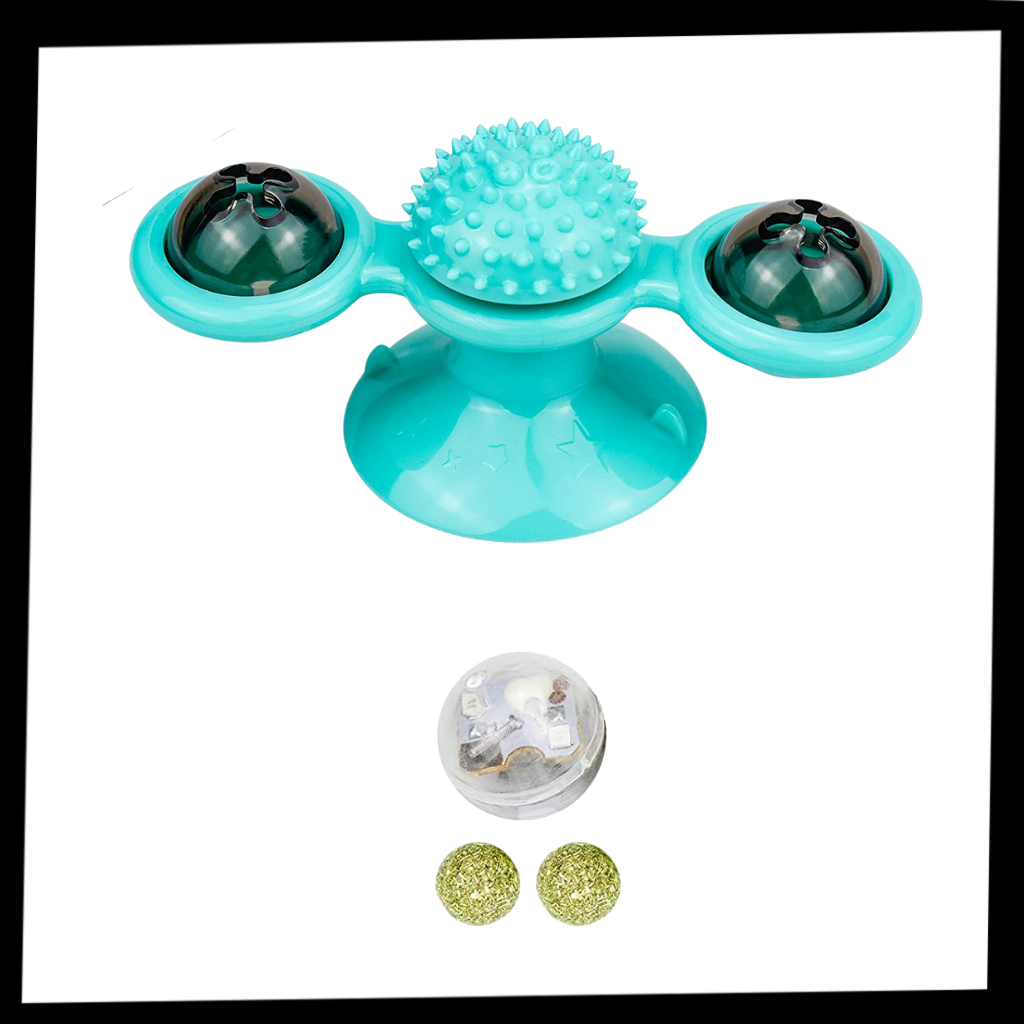 Roterende vindmølle katteleke med børste - Ozerty