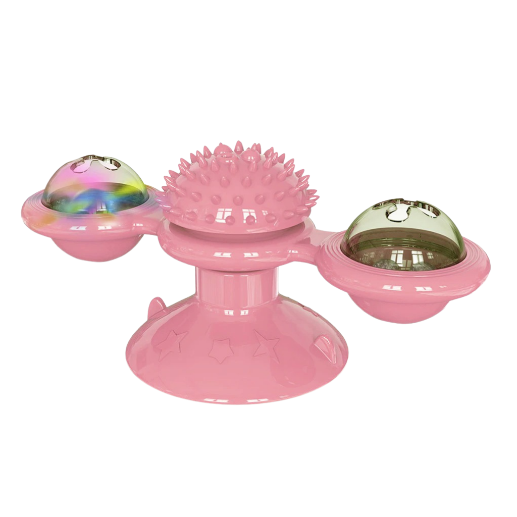 Roterende vindmølle katteleke med børste -Rosa - Ozerty