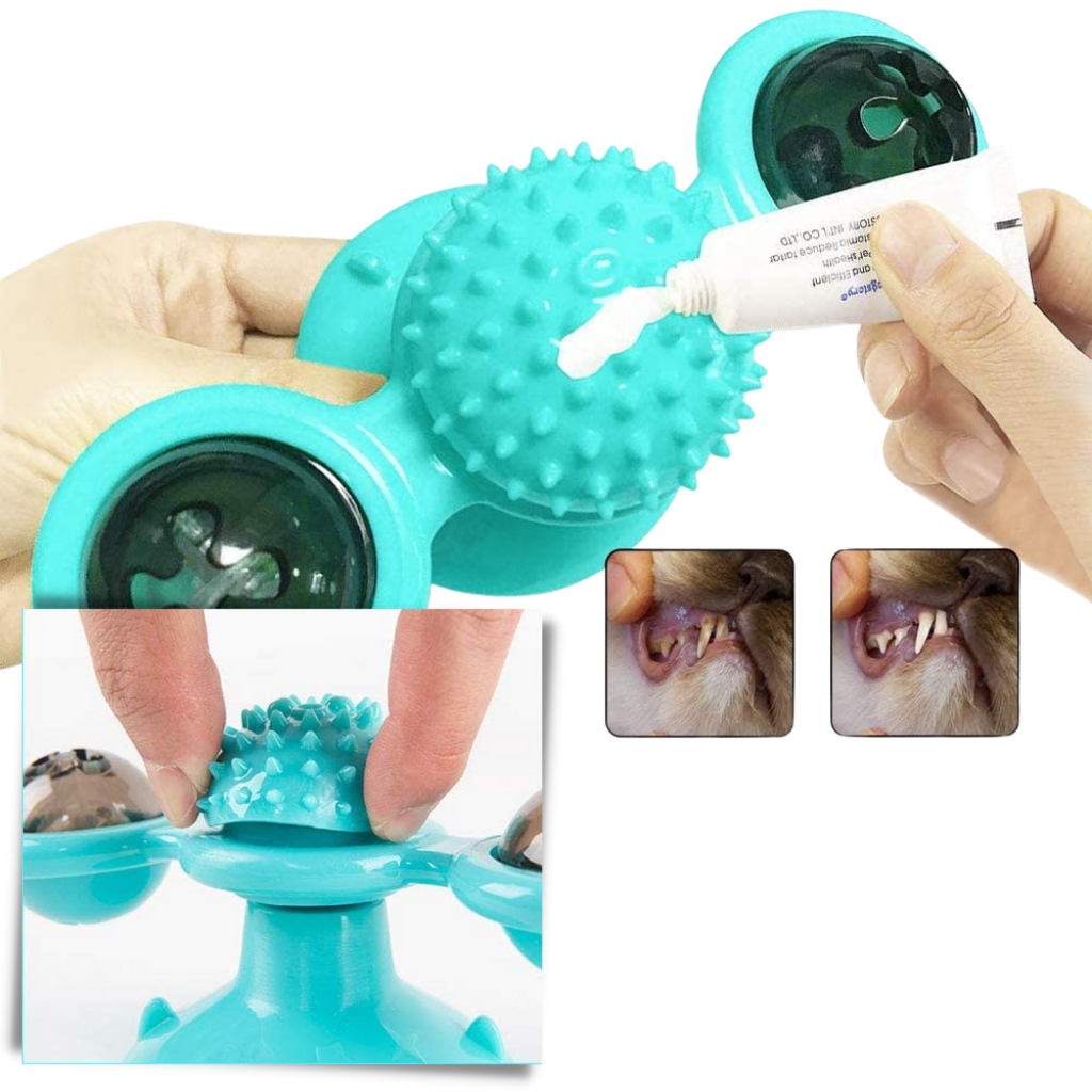 Roterende vindmølle katteleke med børste - Ozerty