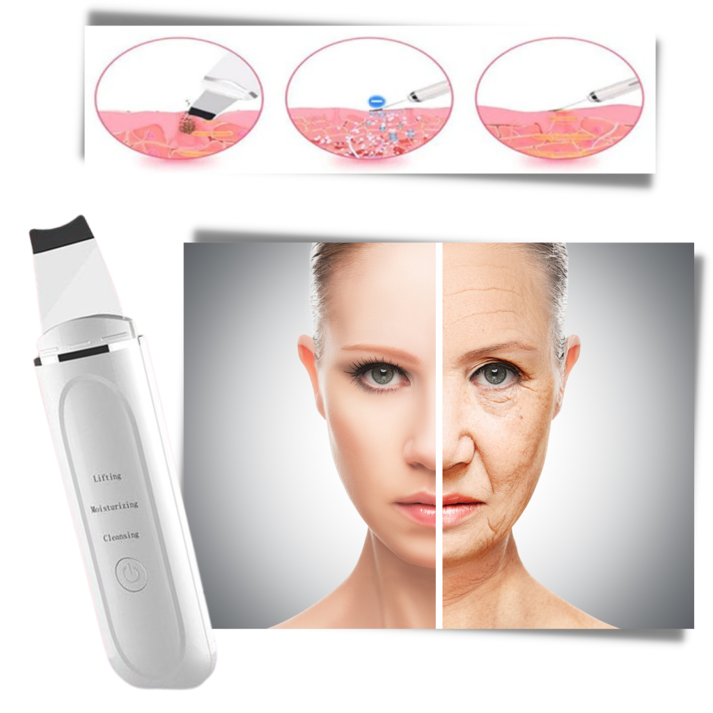 Ultrasonisk dyprensende ansiktsskrubber - Ozerty