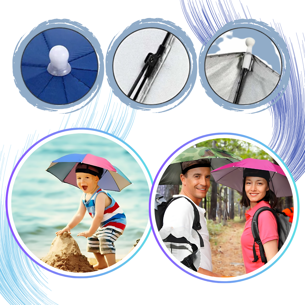 Justerbar, håndfri paraplyhatt - Ozerty