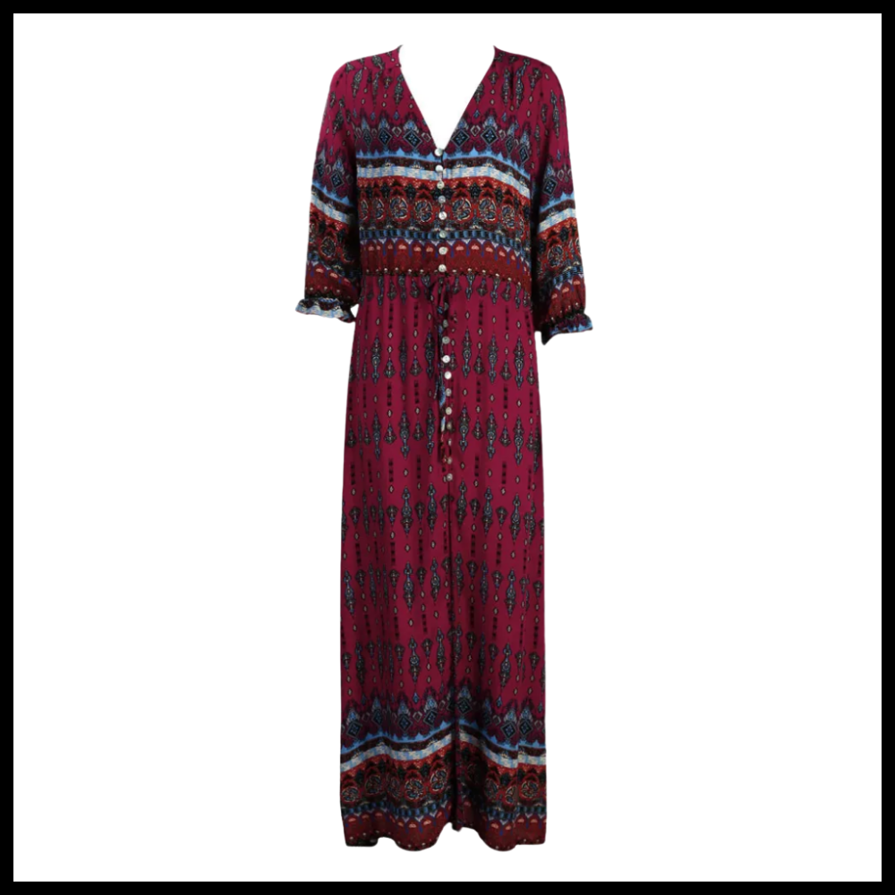 Boho-maxikjole med V-hals
 - Ozerty