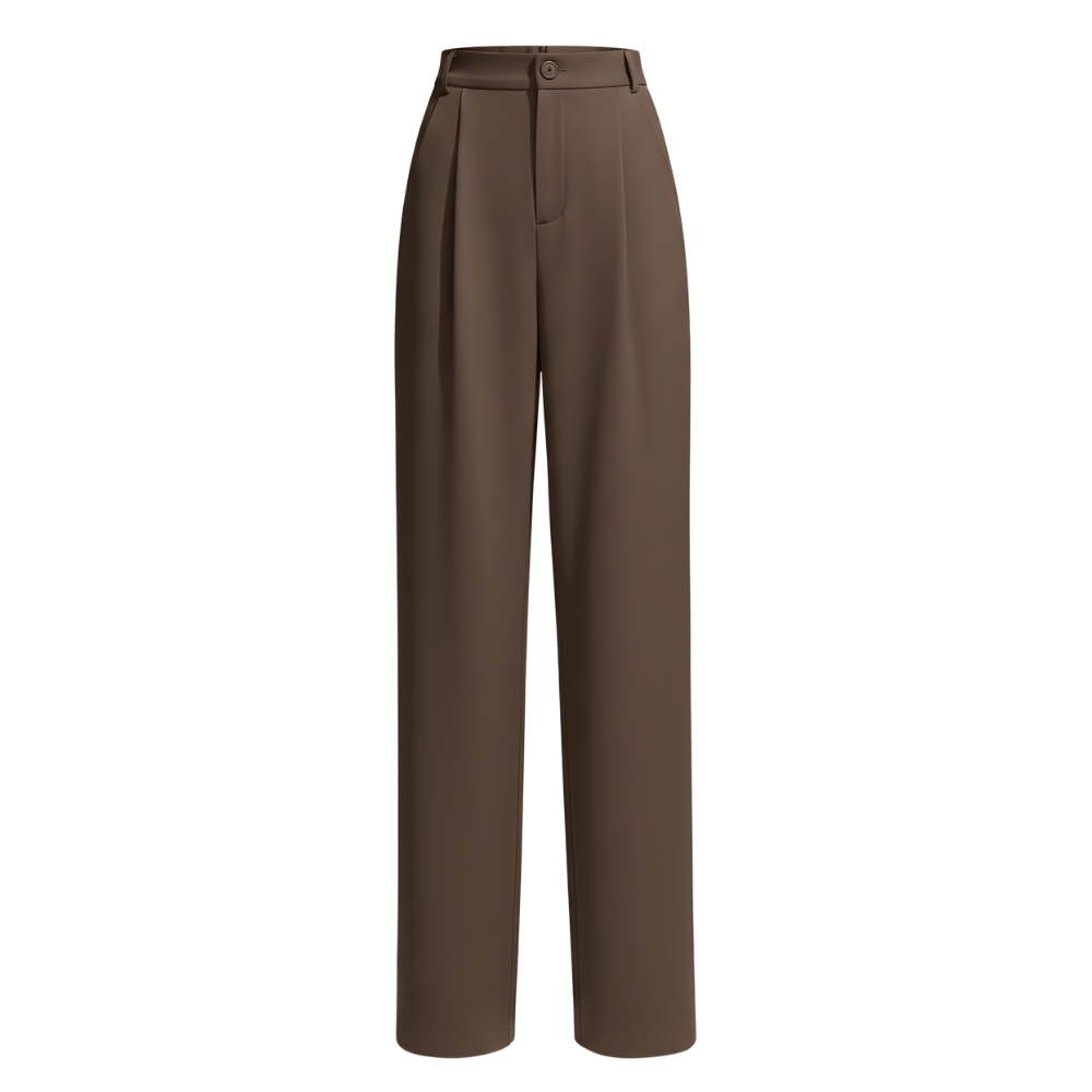 Elegante Bukser Med Vide Ben -Brun Vanlig - Ozerty