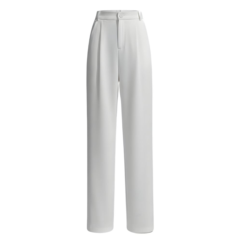 Elegante Bukser Med Vide Ben -Hvit Vanlig - Ozerty