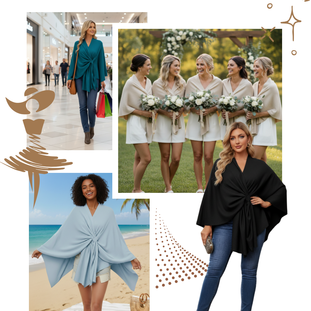 Elegant Strikket Poncho Til Kvinner - Ozerty