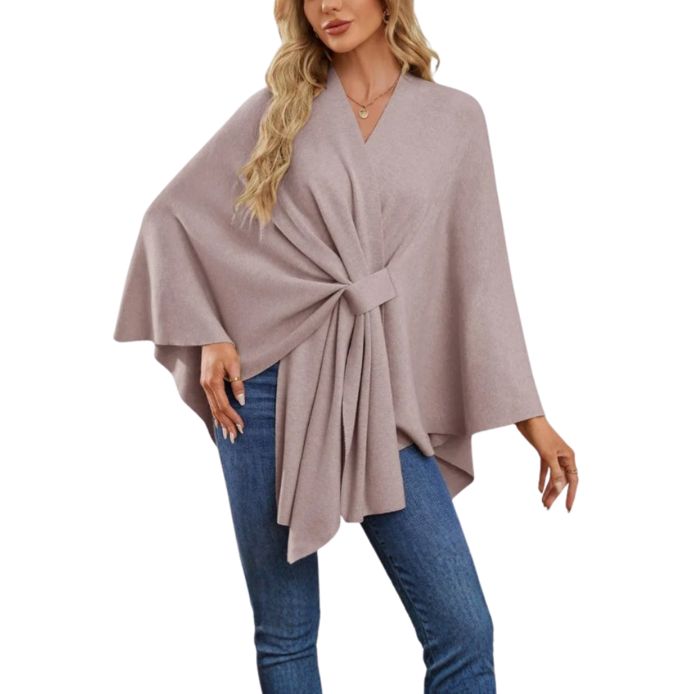 Elegant Strikket Poncho Til Kvinner -Syrin - Ozerty