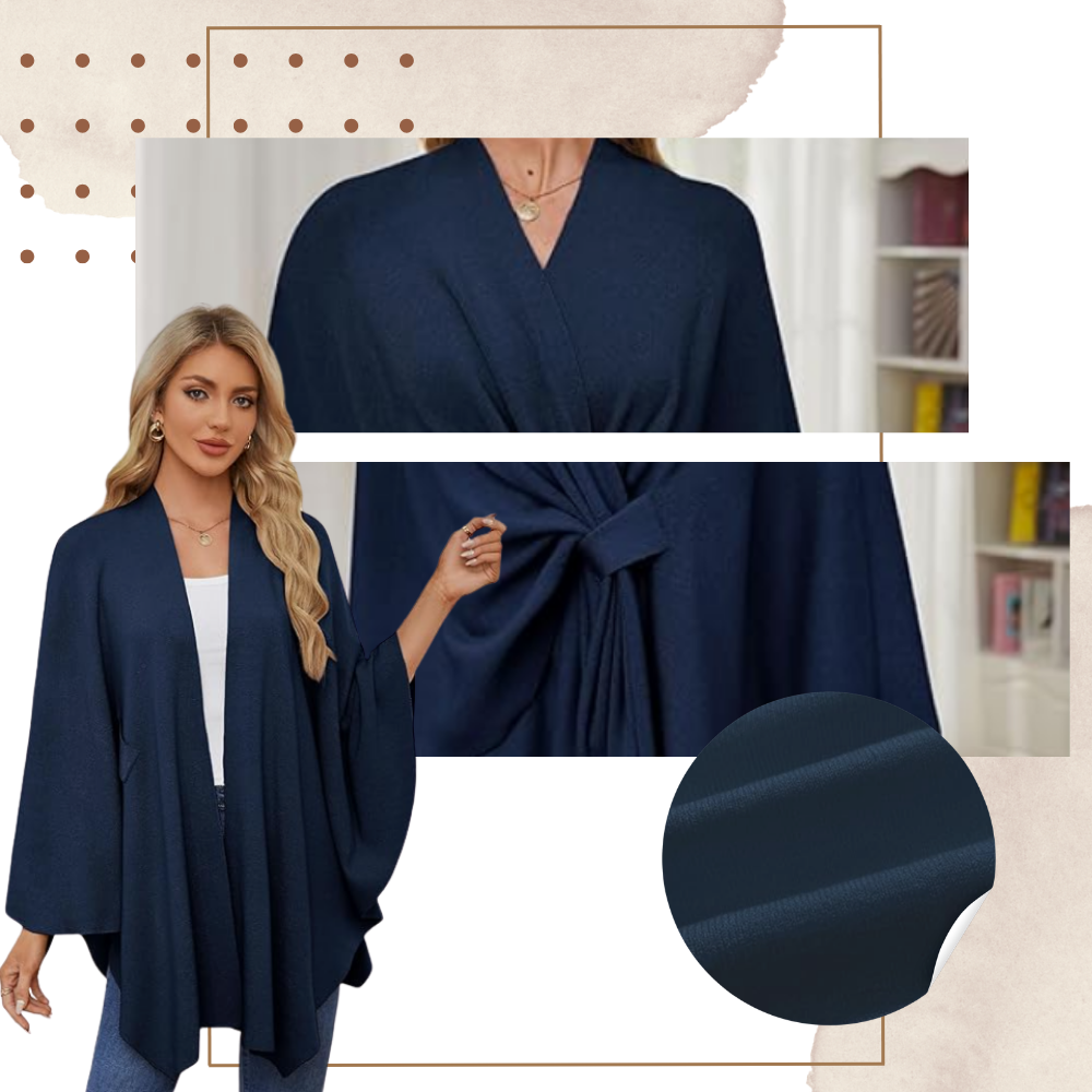 Elegant Strikket Poncho Til Kvinner - Ozerty