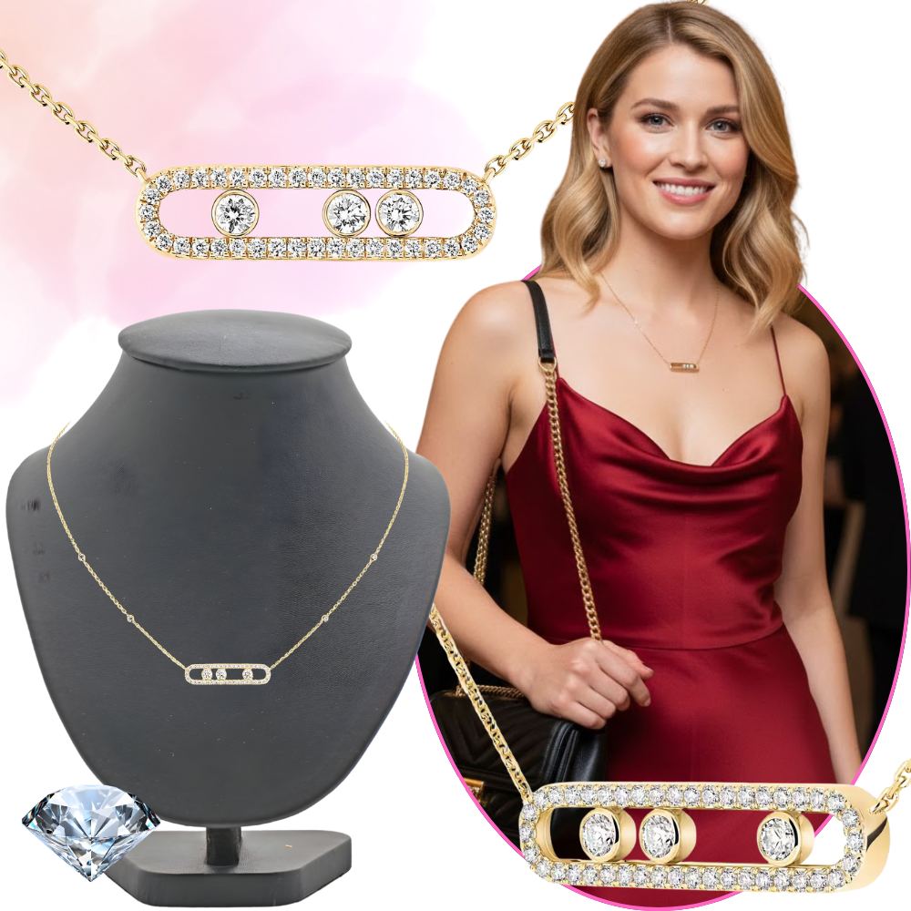 Klassisk Halskjede Med Tre Steiner - Ozerty