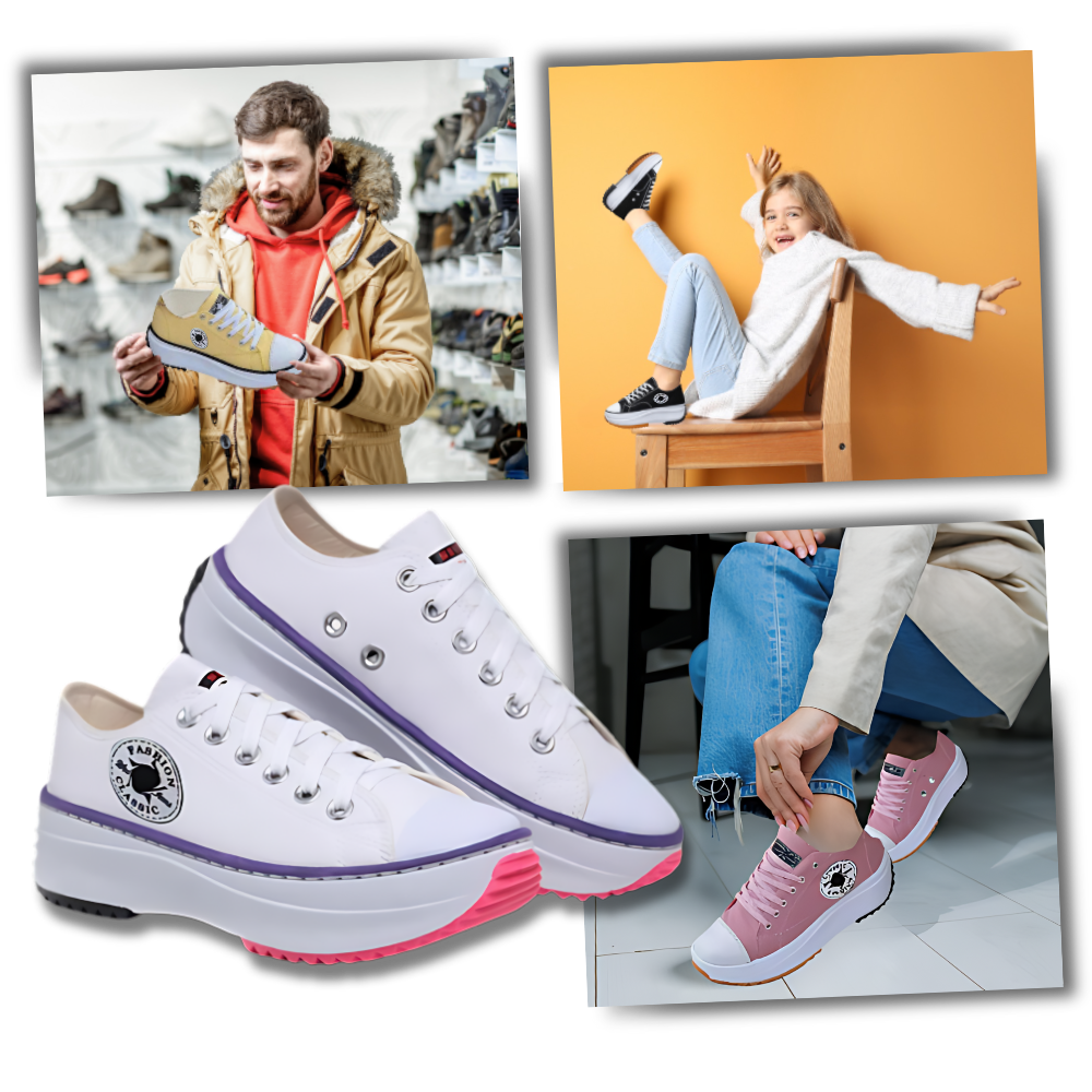 Komfortable canvas-sneakers med tjukk såle
 - Ozerty