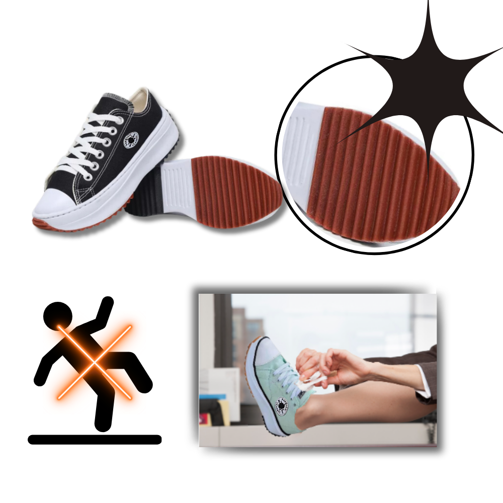 Komfortable canvas-sneakers med tjukk såle
 - Ozerty