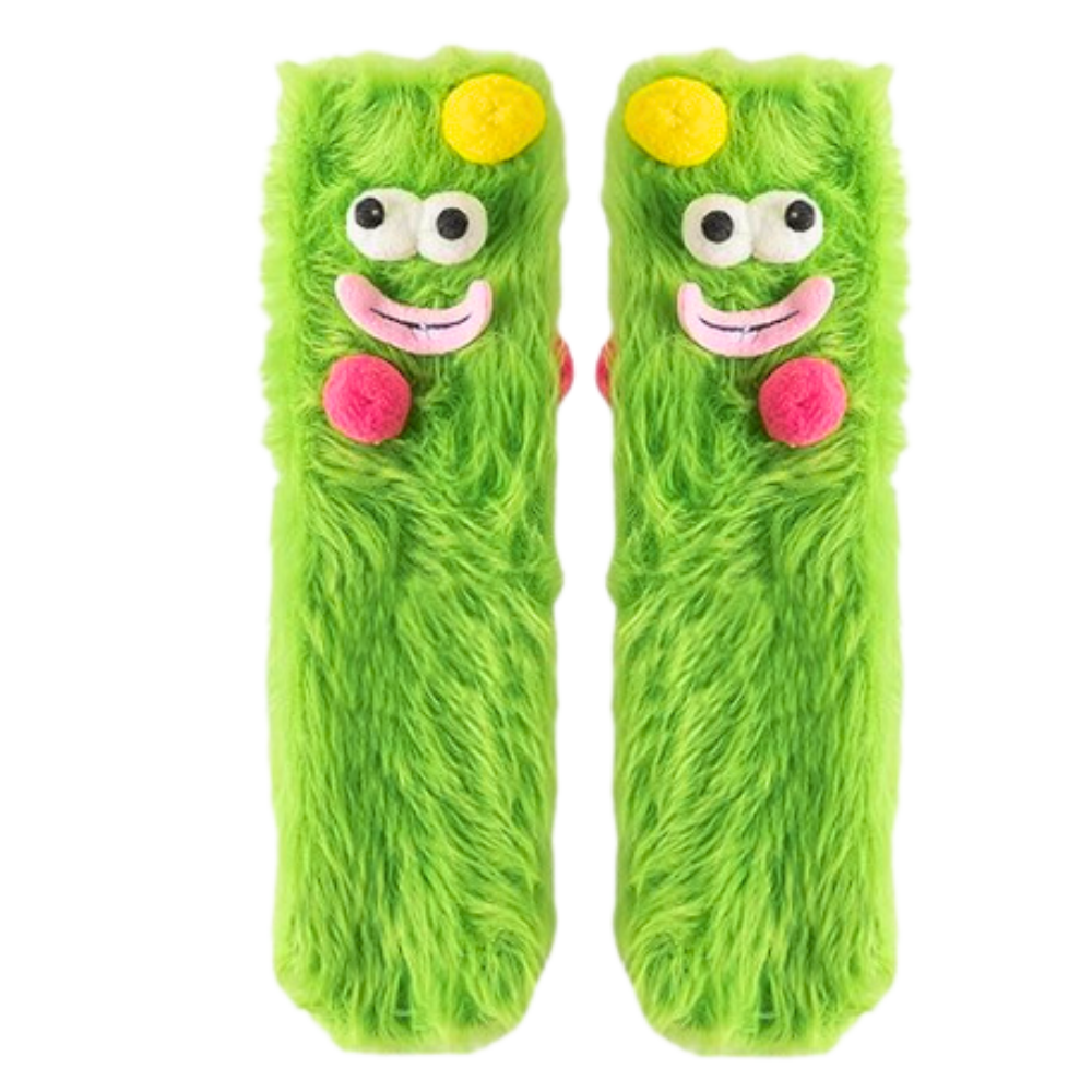 Funky Sokker i Korallfløyel -Grønn - Ozerty