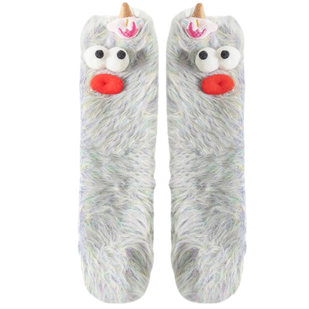 Funky Sokker i Korallfløyel -Grå - Ozerty