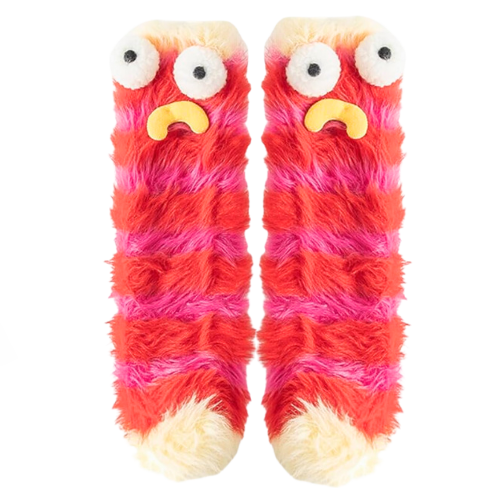 Funky Sokker i Korallfløyel -Rød - Ozerty