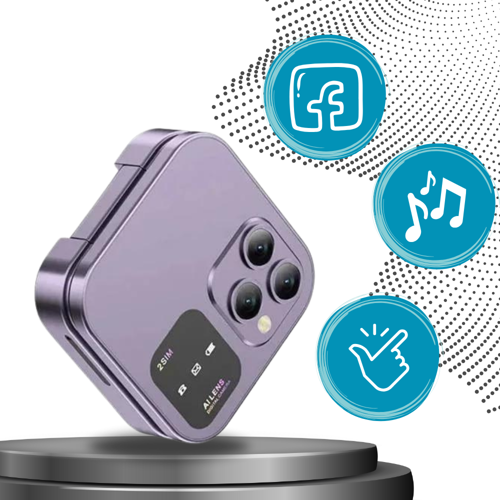 Liten sammenleggbar mobiltelefon med dobbelt sim-kort
- Ozerty