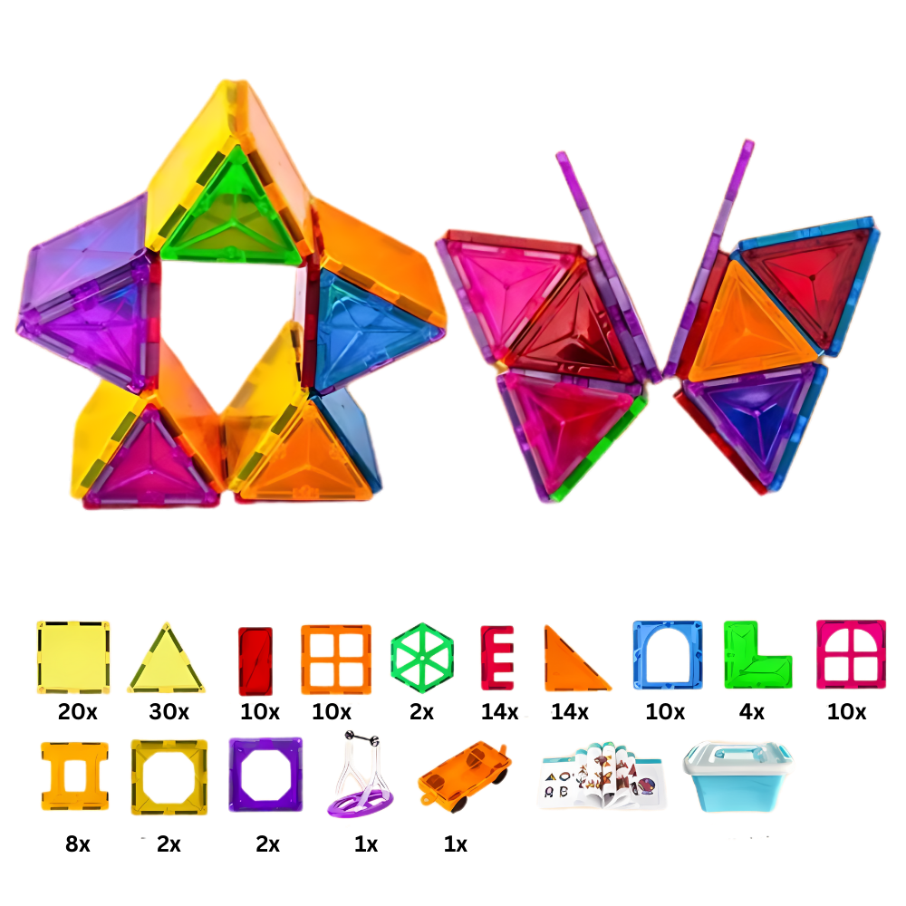 Pedagogiske Magnetiske Byggeklosser -120 stk med eske - Ozerty