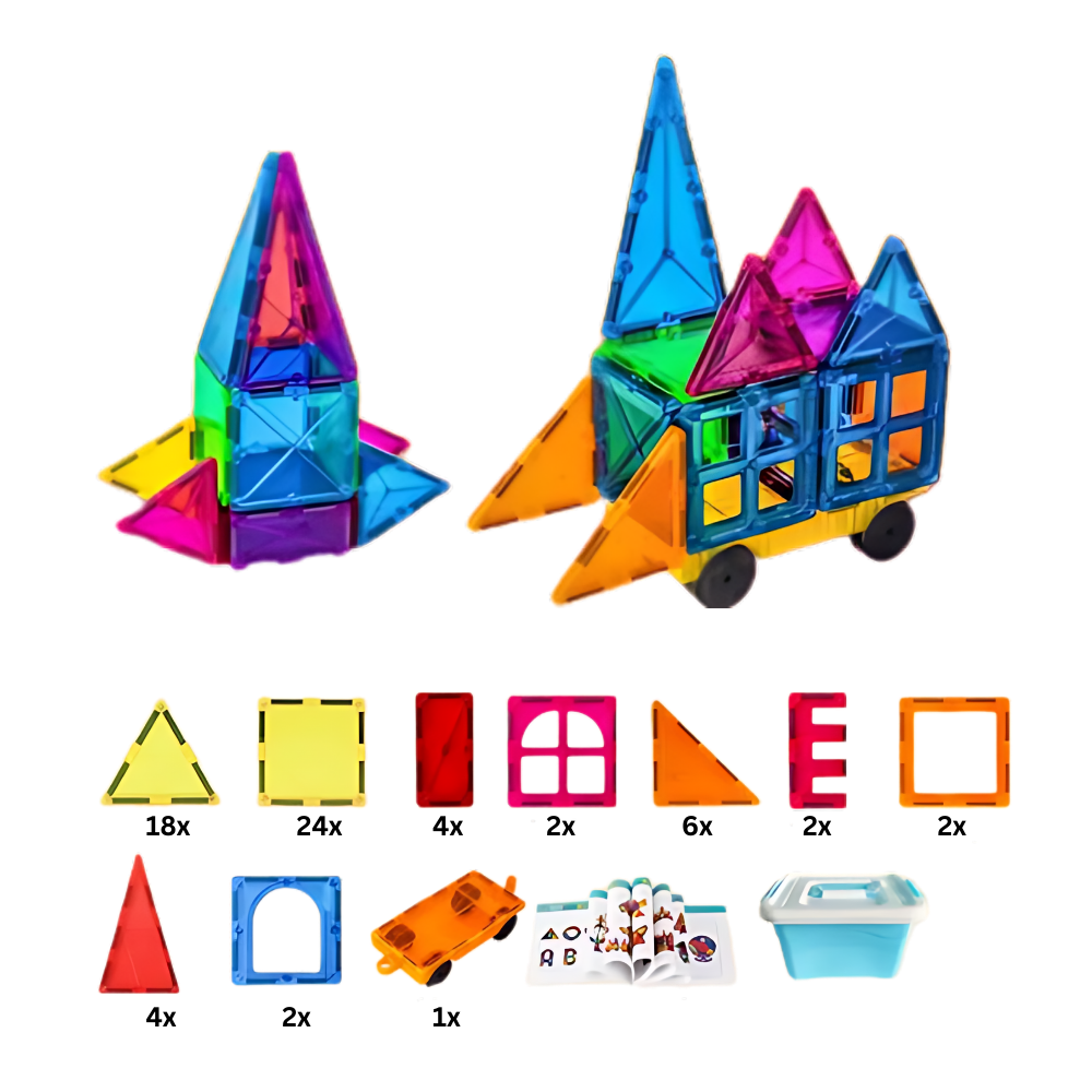 Pedagogiske Magnetiske Byggeklosser -60 stk med eske - Ozerty