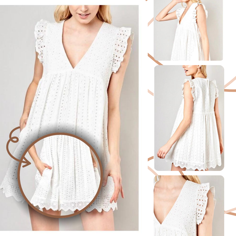 Elegant broderi-anglaise kjole
- Ozerty