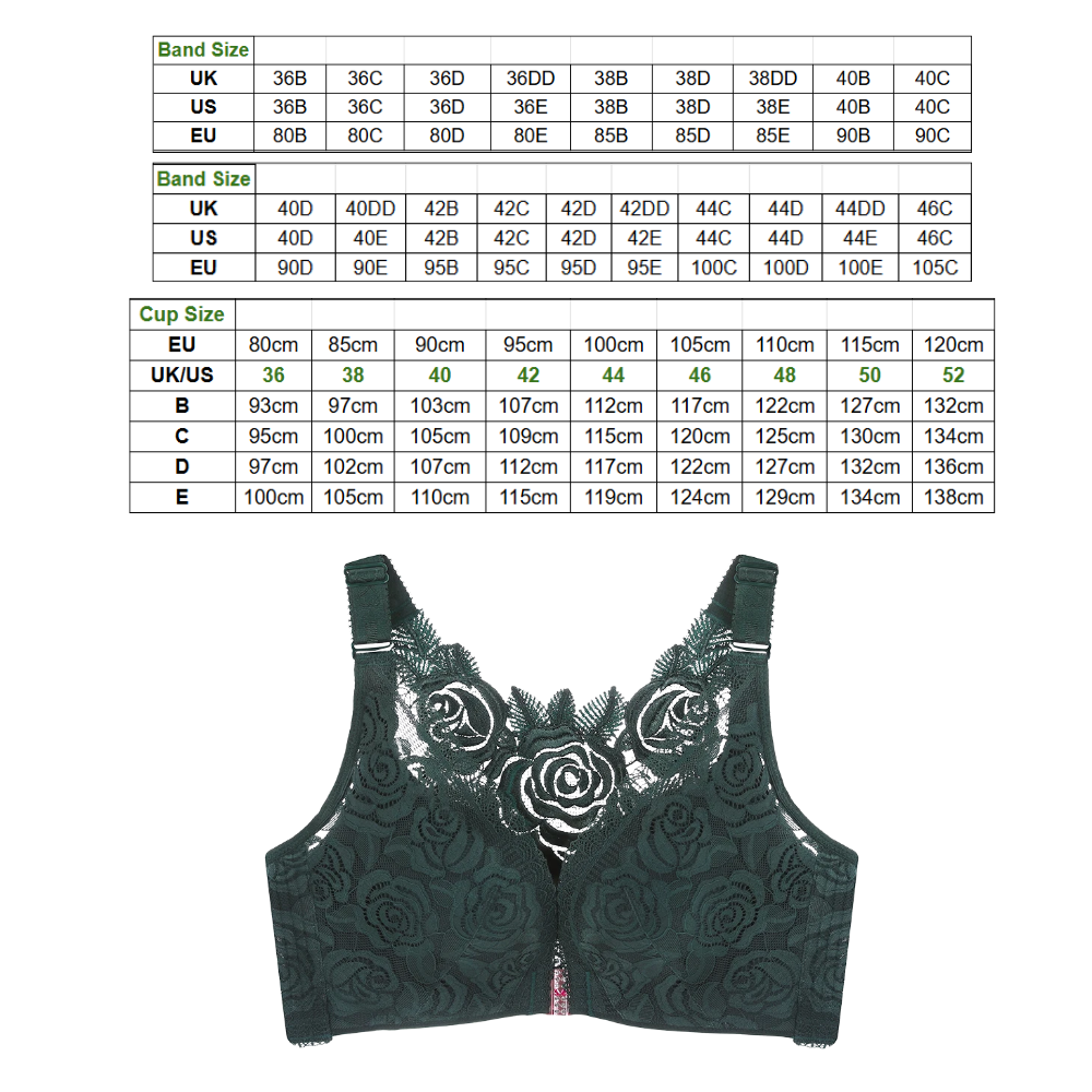 Elegant Rosemønstret Bush-Up-Bh med Blonder