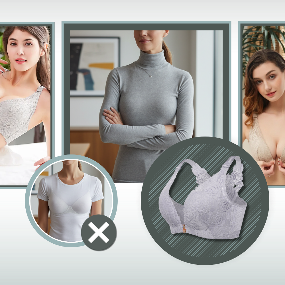 Elegant Rosemønstret Bush-Up-Bh med Blonder - Ozerty