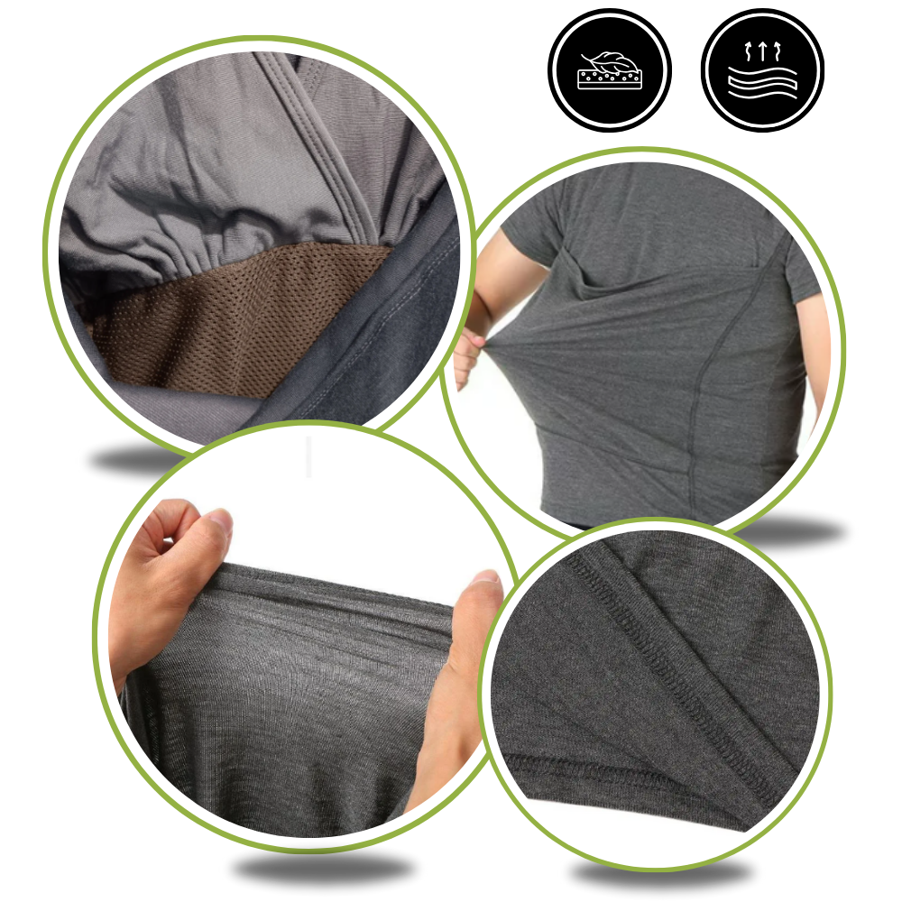 Ergonomisk og fasjonabel t-skjorte med kenguru-lomme
 - Ozerty