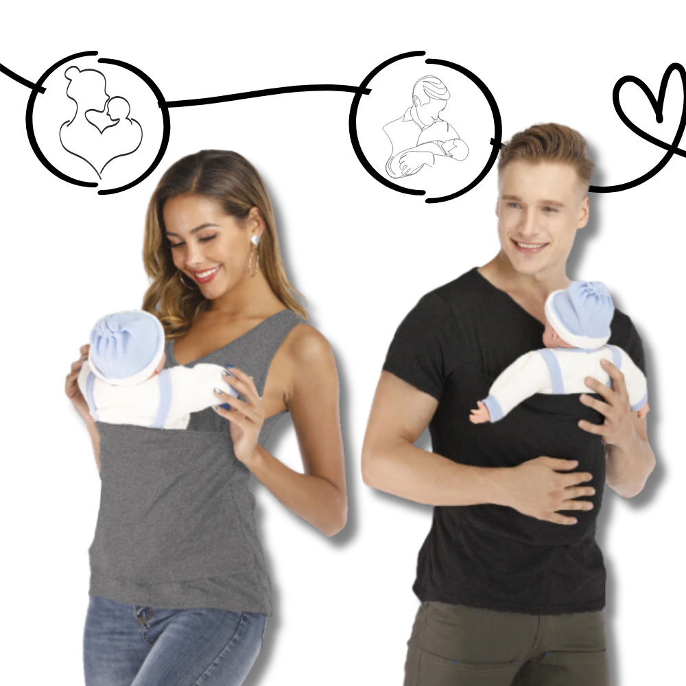 Ergonomisk og fasjonabel t-skjorte med kenguru-lomme
 - Ozerty