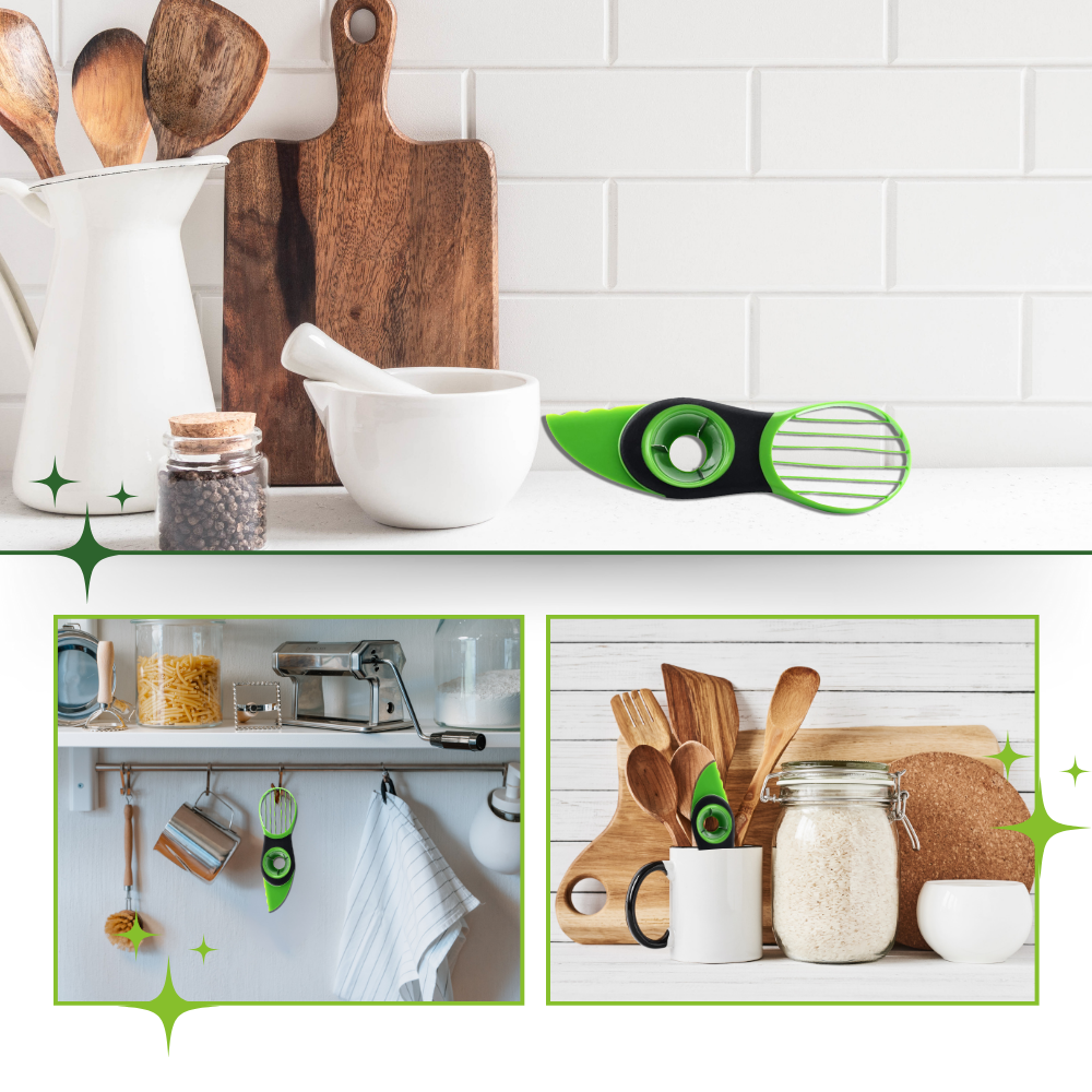 Ergonomisk multifunksjonelt avokadoverktøy
 - Ozerty