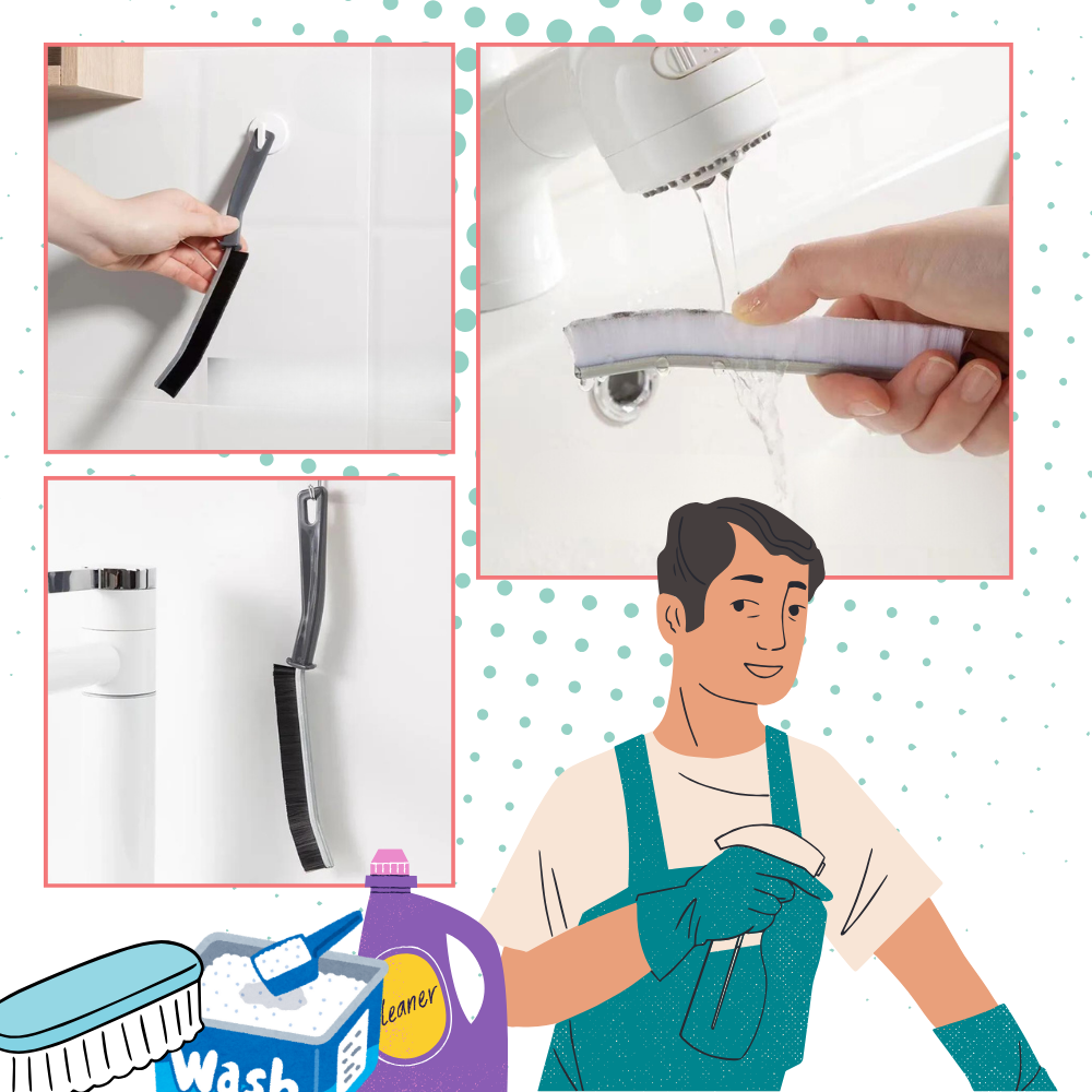 Ergonomisk, Myk Børste for Fugerengjøring - Ozerty