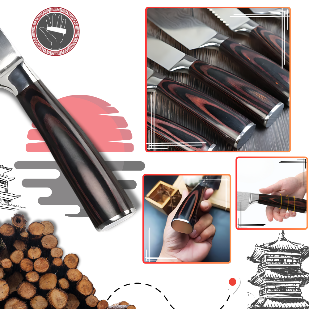 Japanske kniver i Pakkawood-serien
- Ozerty