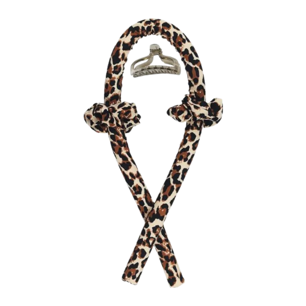 Varmeløs krølltang hodebånd i silke -Leopard - Ozerty