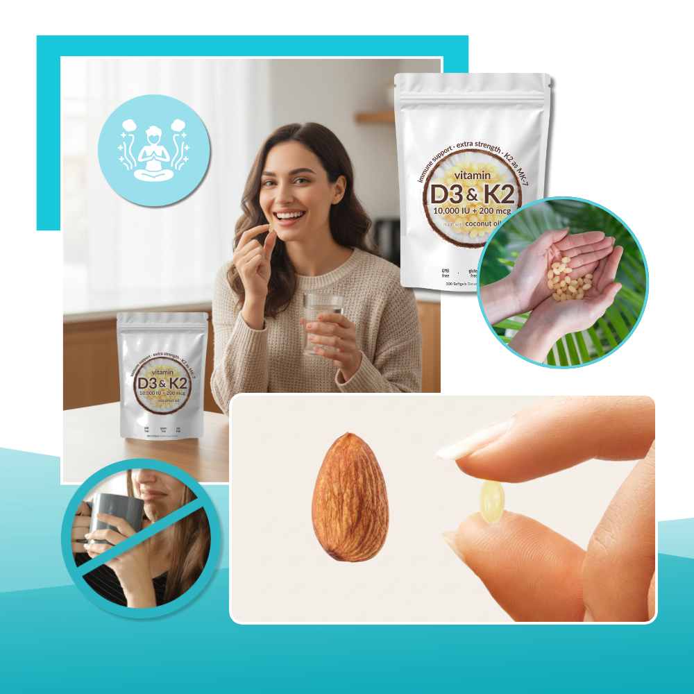 Høyeffektive D3- og K2- myke kapsler - Ozerty