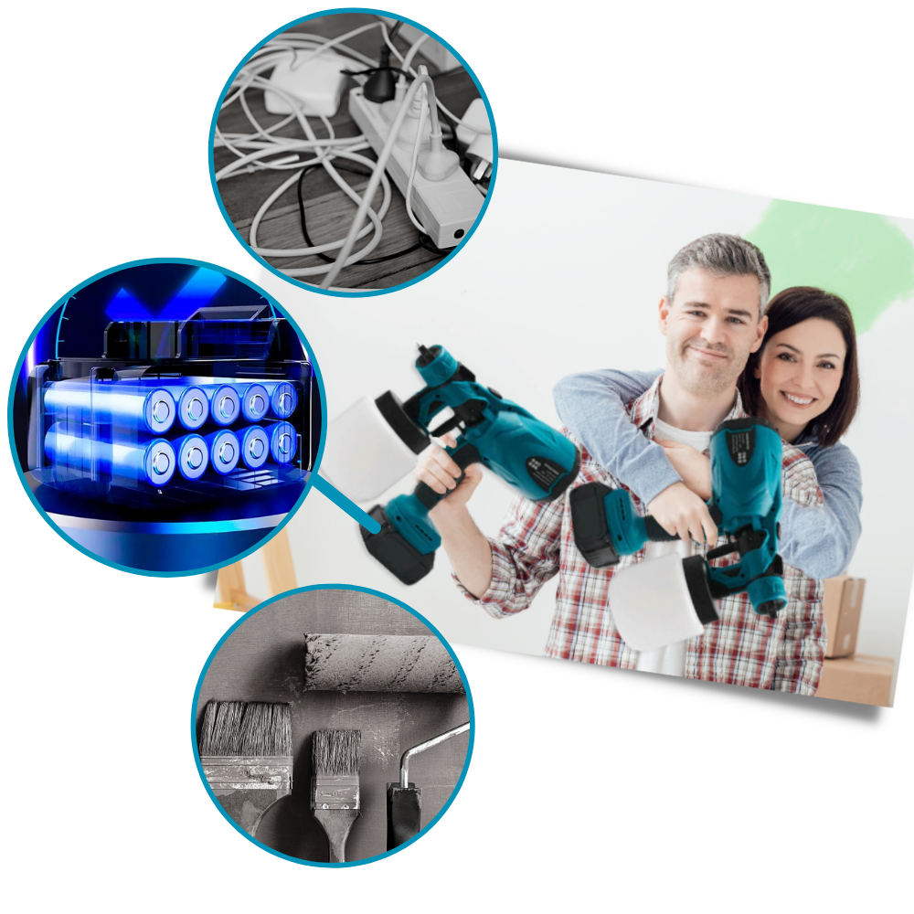 Trådløs høytrykks-sprøytepistol for maling
- Ozerty