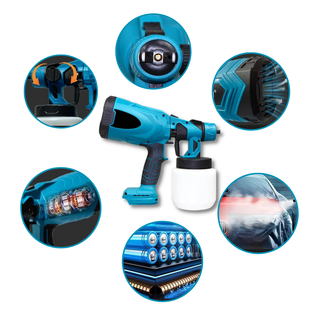 Trådløs høytrykks-sprøytepistol for maling
- Ozerty