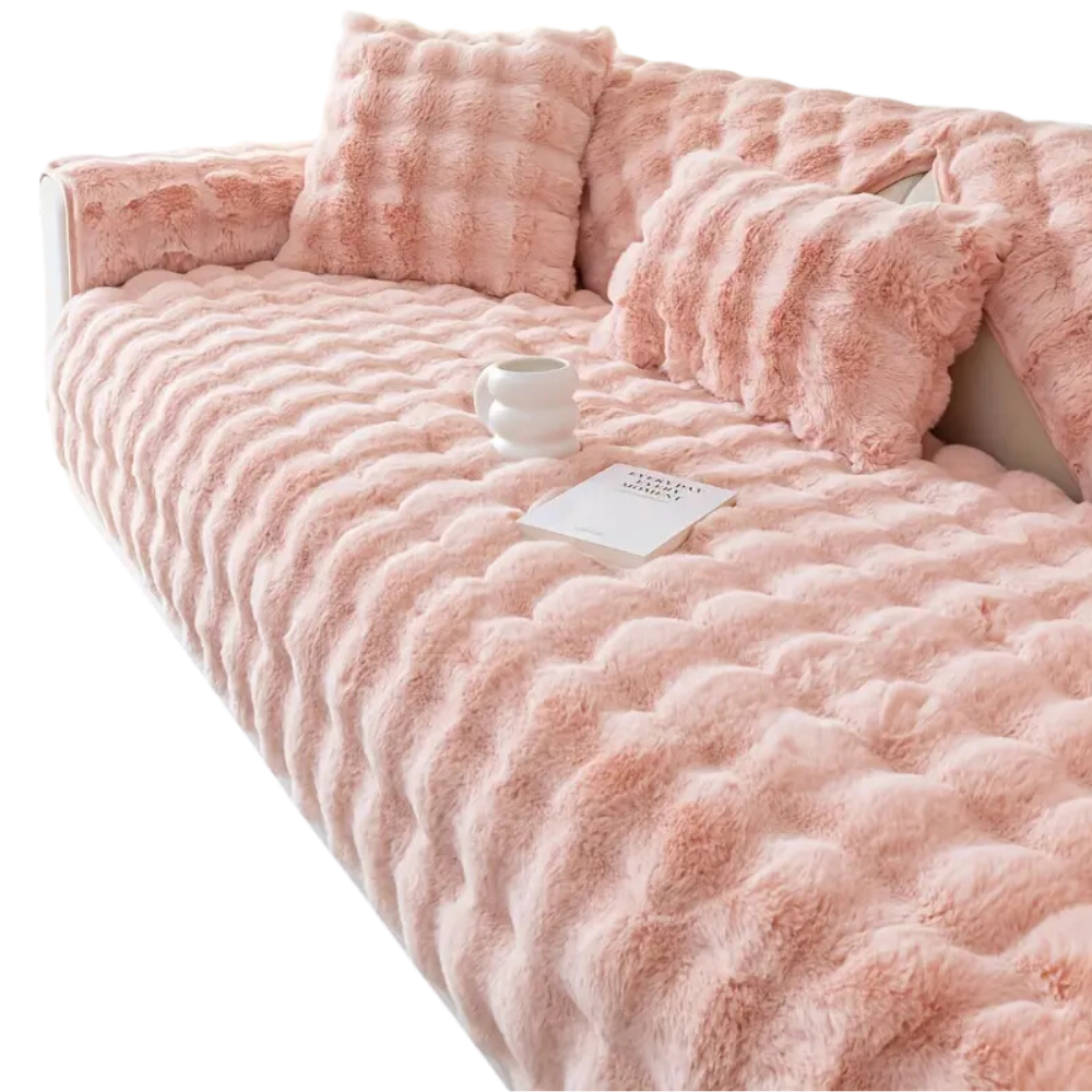 Luksuriøse Sofatrekk i Polyesterplysj -Rosa - Ozerty