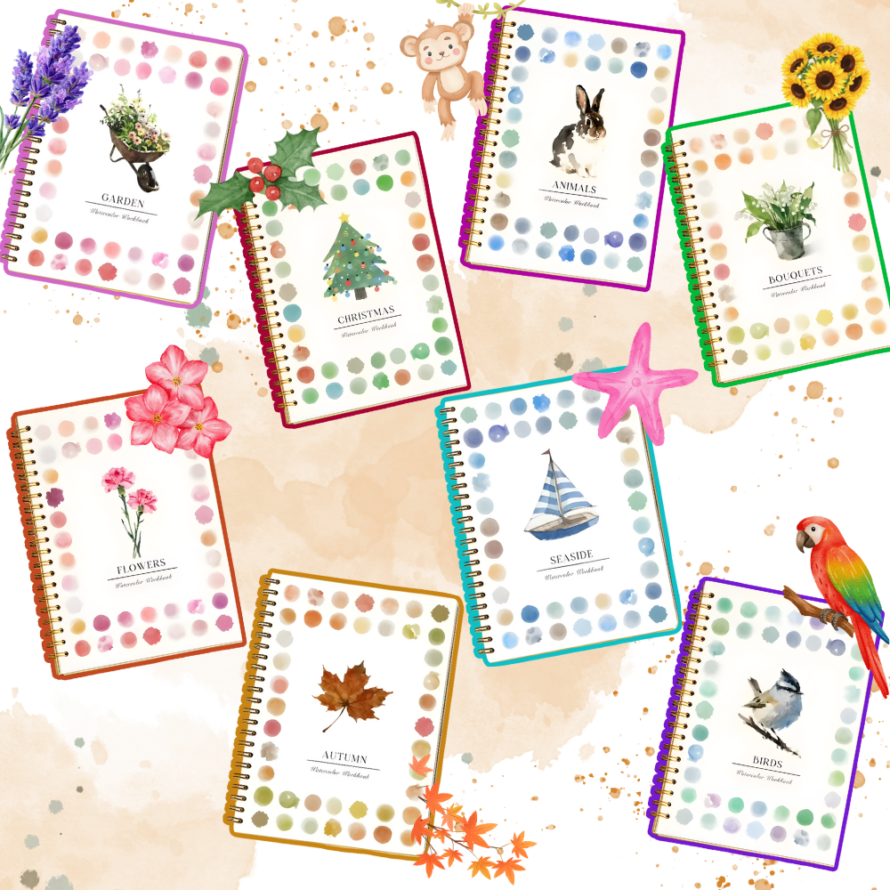 Akvarell Malebok med Flere Temaer - Ozerty