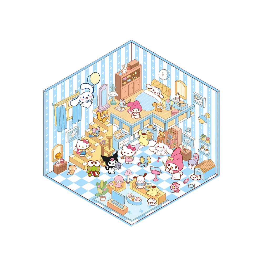 Home Tales-Klistremerker i Pastell -Blått Hus - Ozerty