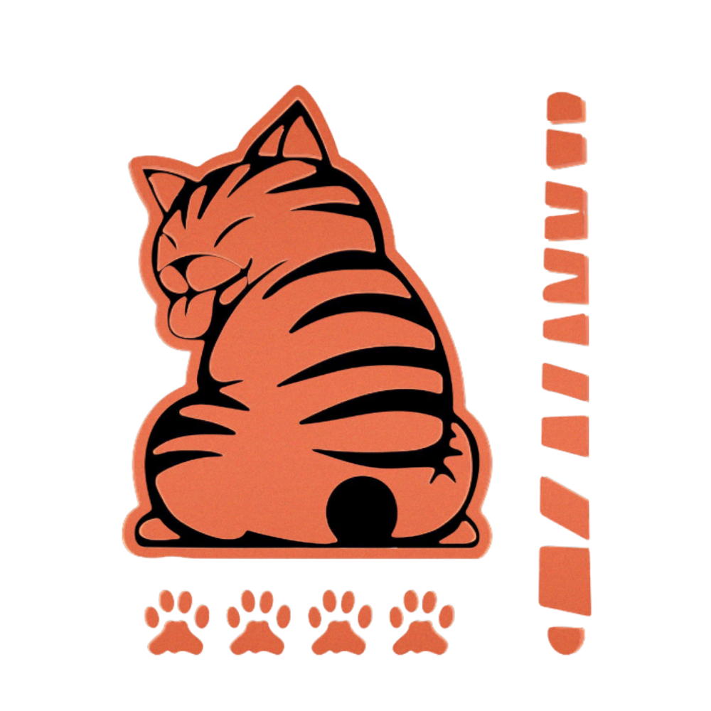 Kult Klistremerke med Kattemotiv -Oransje - Ozerty