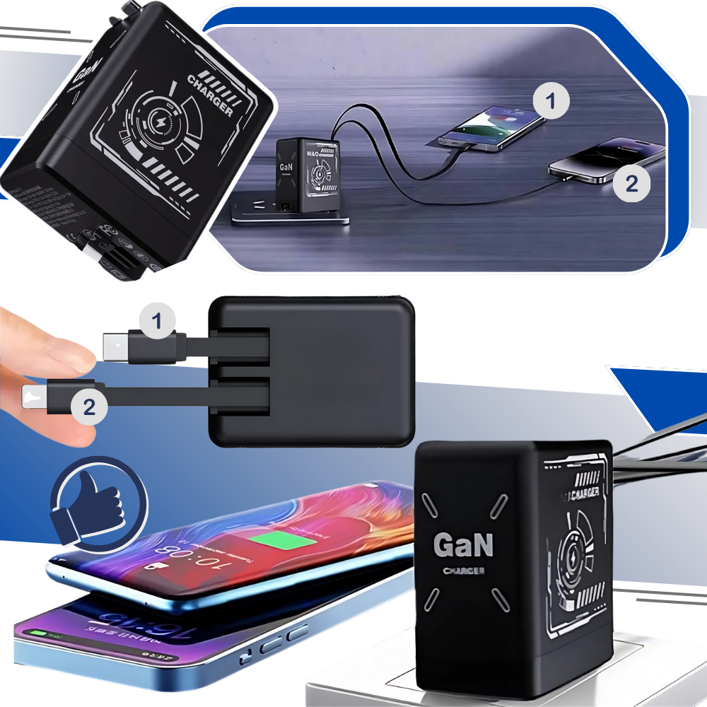 Uttrekkbar Kabel med Dobbel Lader - Ozerty