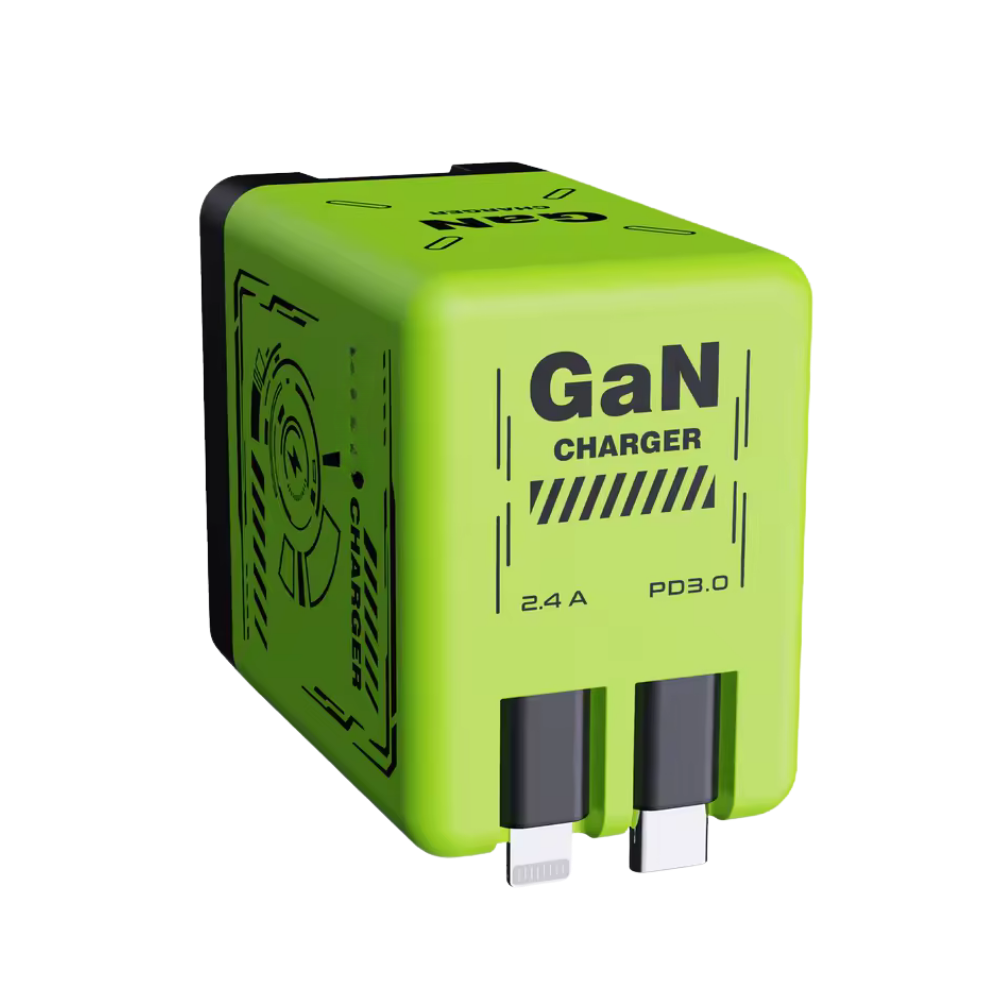 Uttrekkbar Kabel med Dobbel Lader -Grønn - Ozerty