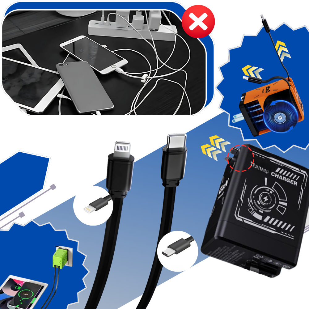 Uttrekkbar Kabel med Dobbel Lader - Ozerty