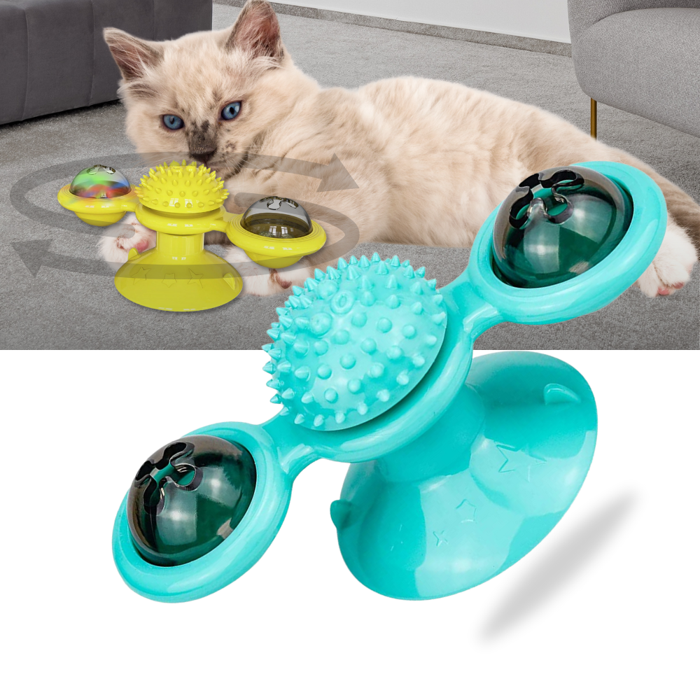 Roterende vindmølle katteleke med børste - Ozerty