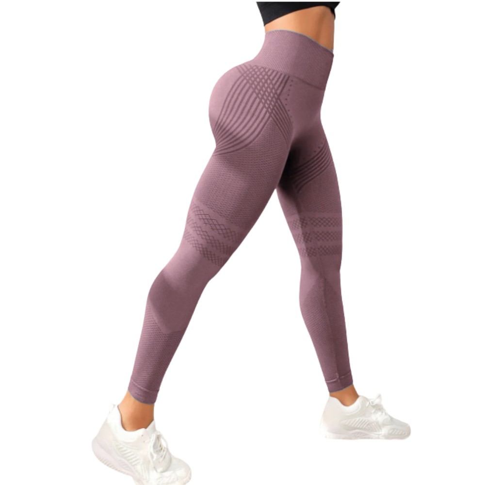 Elastisk, Sømløs 3D-Kompresjonsleggings -Rosa - Ozerty