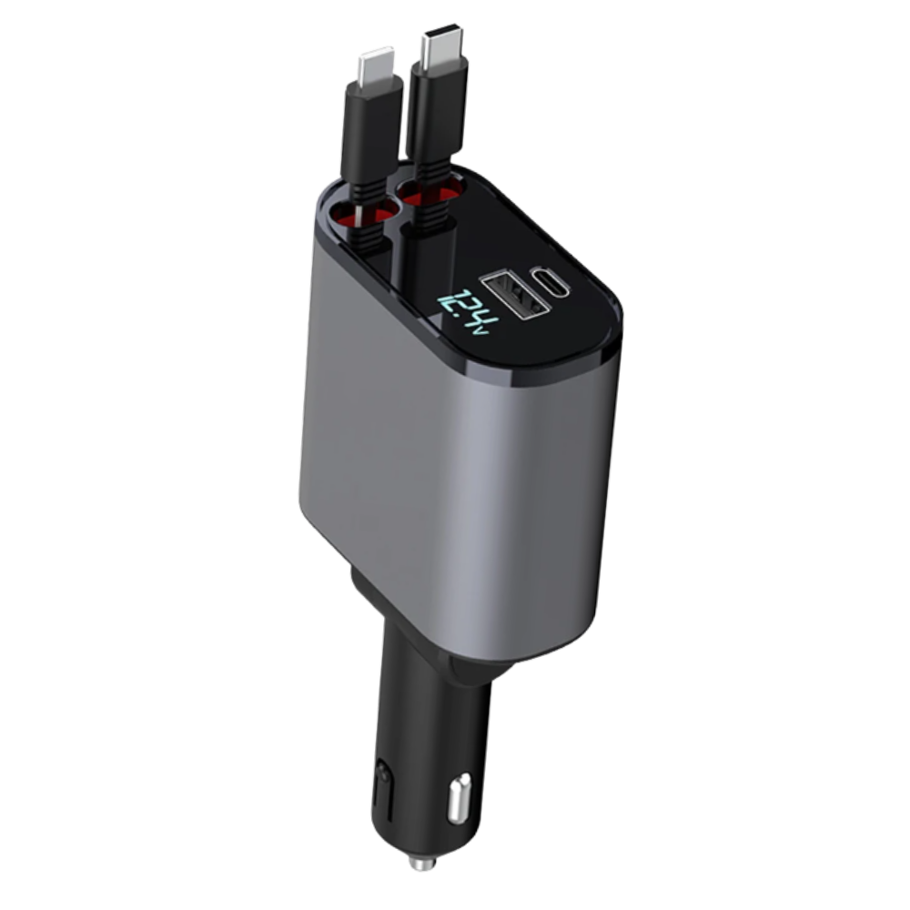 Teleskopisk Bil-Ladestasjon -Type C + Apple - Ozerty